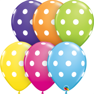 Big Polka Dots Tropical Assortment 30 cm Helium Latex Balloon