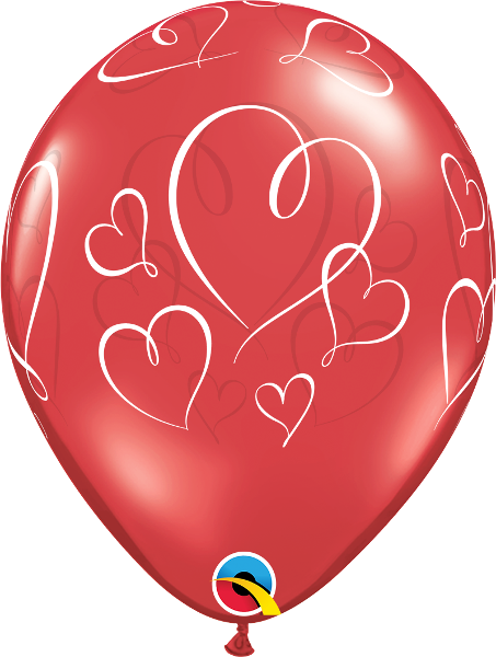 Romantic Hearts with White Print 30 cm Helium Latex Balloon