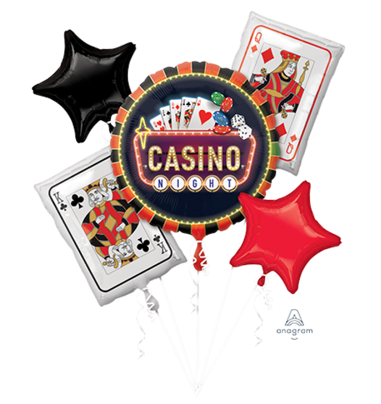 Roll the Dice Casino Night Theme Foil Balloon Bouquet