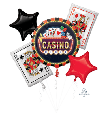 Roll the Dice Casino Night Theme Foil Balloon Bouquet