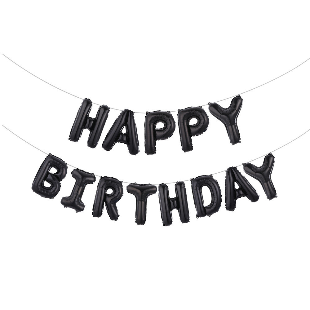 16&quot;/35 cm Black Happy Birthday Foil Balloon