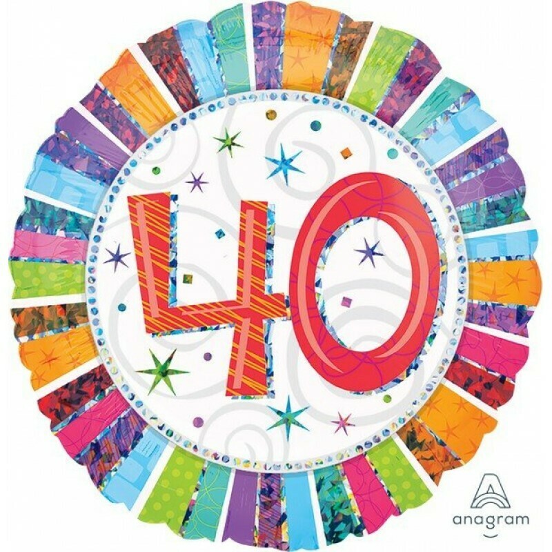18"/45 cm A Radiant Birthday Foil Balloon 40th  *Helium Filled*