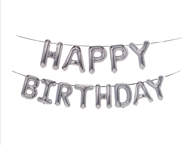 16"/35 cm Silver Happy Birthday Foil Balloon