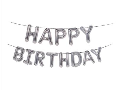 16"/35 cm Silver Happy Birthday Foil Balloon