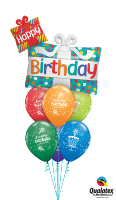 Happy Birthday Presents Balloon Bouquet