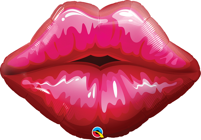 💋 30" Red Kissy Lips Supershape Foil Balloon (Helium Inflated) 💋