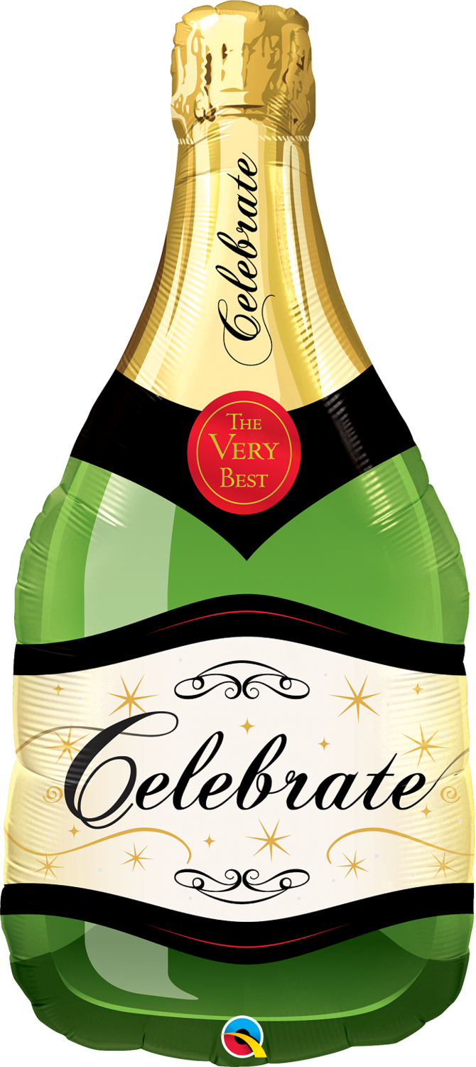 🍾 39" "Celebrate" Champagne Bottle Supershape Foil Balloon (Helium Inflated) 🍾