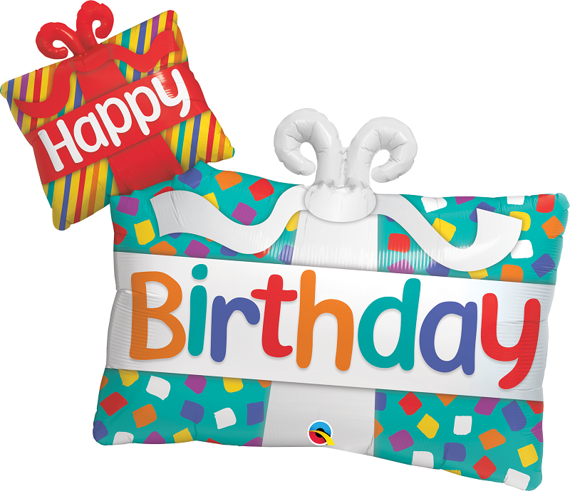 🌟 Jumbo "Happy Birthday Presents" Supershape Balloon (39") - Helium Inflated 🌟