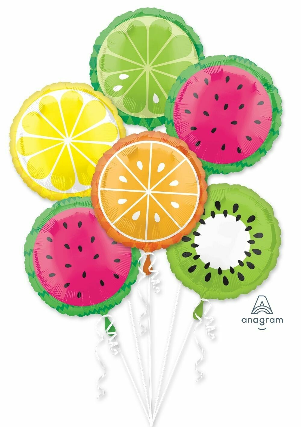 🍍 Summer Tropical Fruit Foil Balloon Bouquet (Helium Inflated) 🍉