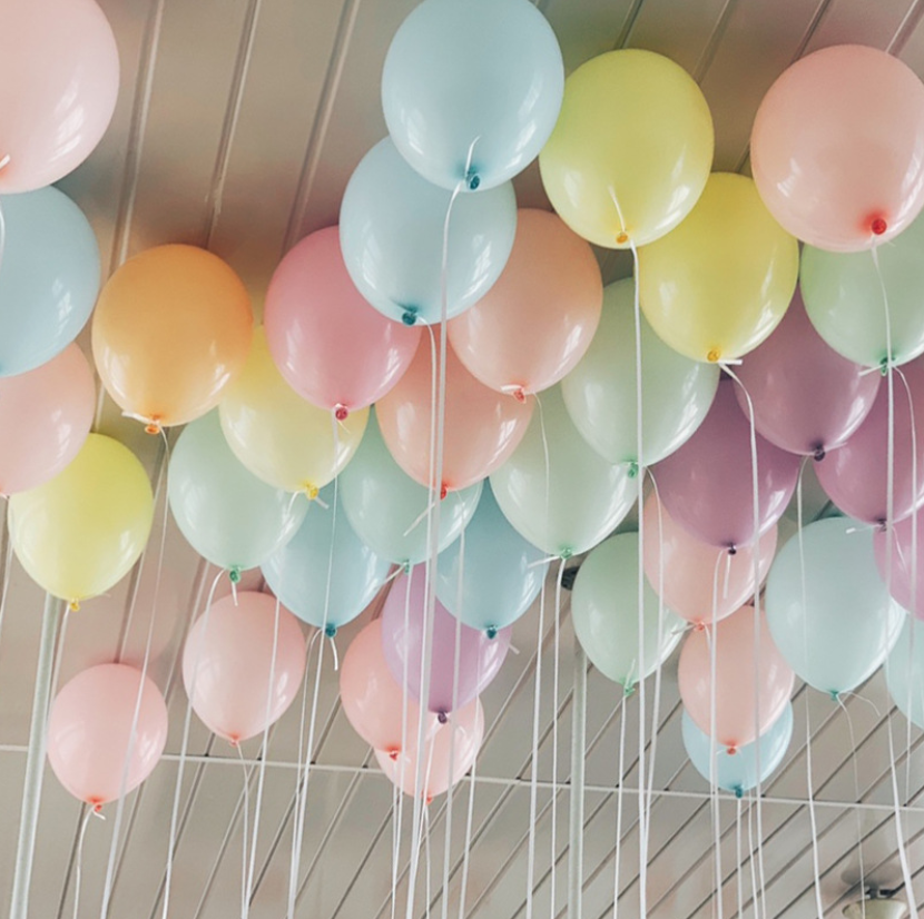 50x Ceiling Pastel Colour Helium Balloons