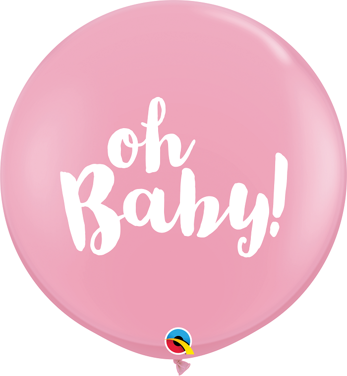 36 inch/90 cm Oh Baby Latex Balloon Pink