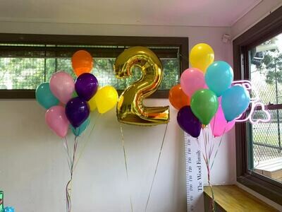 90cm Jumbo Number &amp; 22 Rainbow Colour Latex Balloons