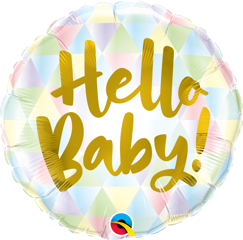 🌿 18" Botanical "Hello Baby" Foil Balloon (Helium Inflated) ✨