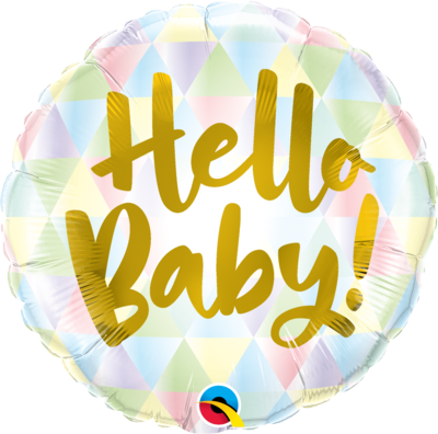 🌿 18" Botanical "Hello Baby" Foil Balloon (Helium Inflated) ✨