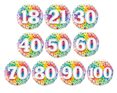 18"/45 cm Rainbow Confetti Birthday Foil Balloon *Helium Filled*