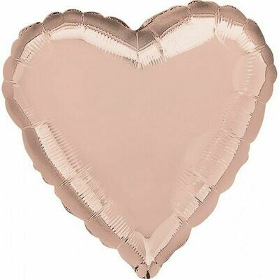 ✨ 18" Metallic Rose Gold Heart Foil Balloon (Helium Inflated) 💖