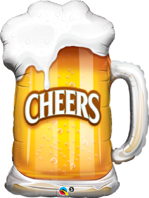 Qualatex Supershape Foil Balloon Cheers! Beer Mug 34‘’ *Helium Filled with Weight*