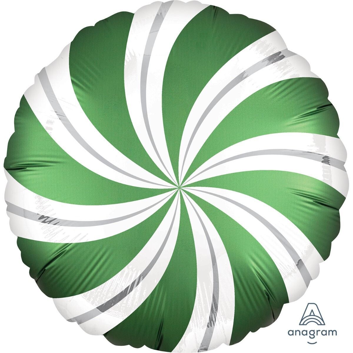🍬 18" Emerald Green Candy Swirl Foil Balloon (Helium Inflated) 🍬