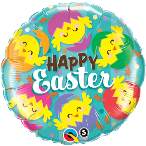 18"/45 cm Happy Easter Hatched Chooks Round Foil Balloon