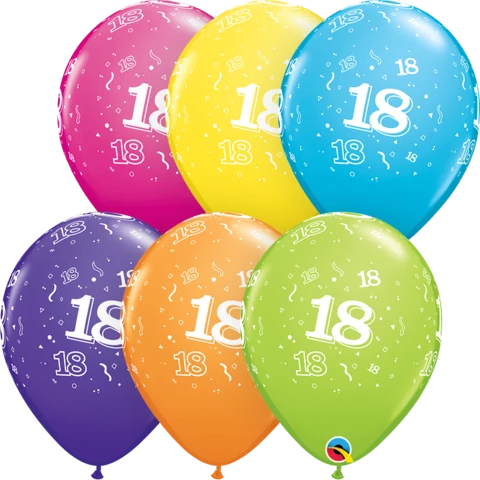 🎈 12" 18th Birthday Tropical Assorted Latex Balloon (Single) - Hi-Float Included