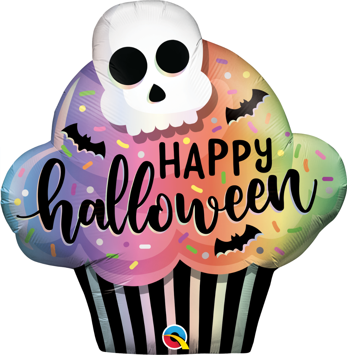 🎃 32" Halloween Skull Cupcake Foil Balloon (Helium Inflated) ✨
