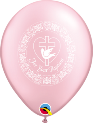 30cm For Your Baptism (Pearl Pink) two sided print Latex Balloons