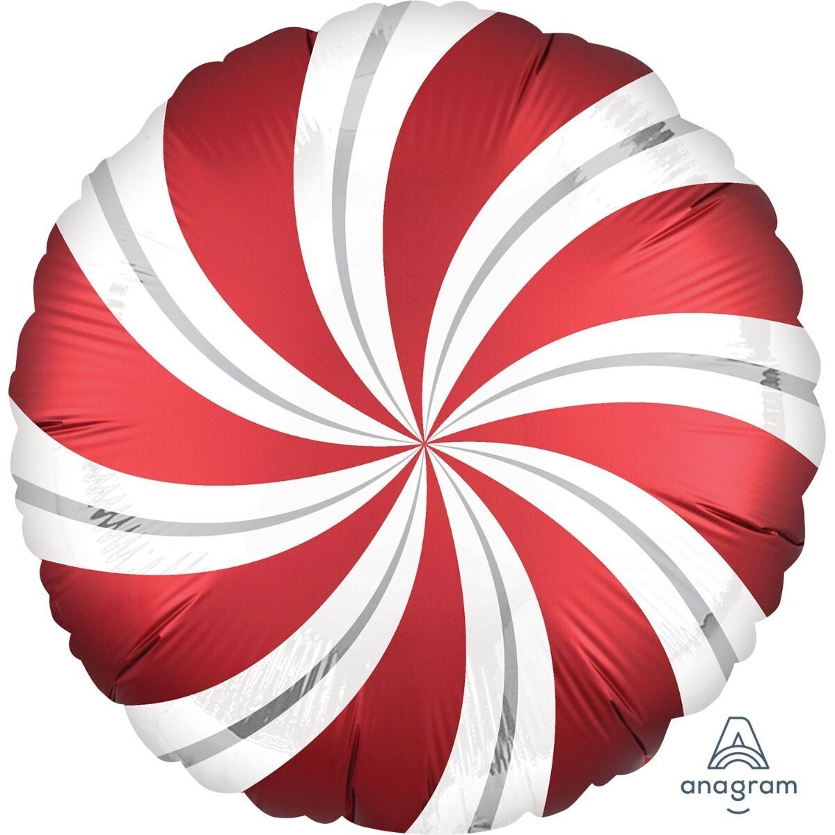🍬 18" Sangria Red Candy Swirl Foil Balloon (Helium Inflated) 🍬