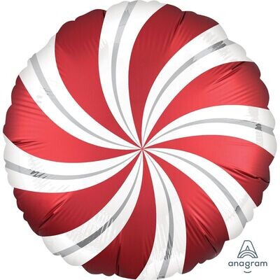 🍬 18" Sangria Red Candy Swirl Foil Balloon (Helium Inflated) 🍬