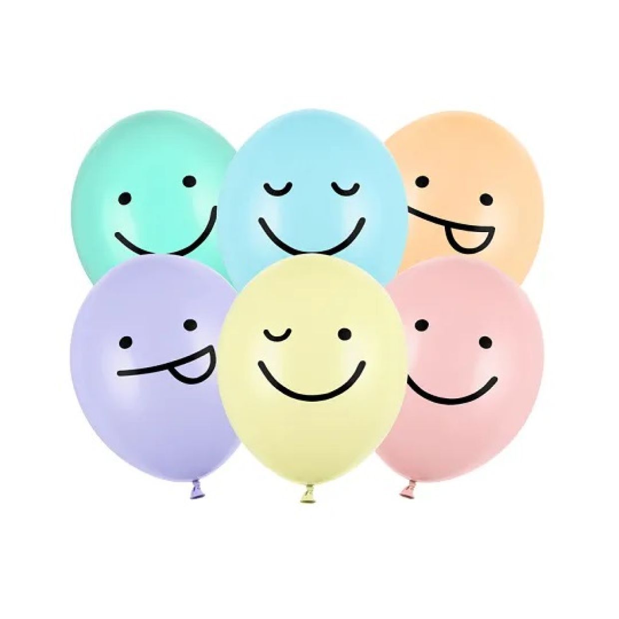 🌟 Set of 6 Assorted Pastel Smiley Face Latex Balloons (Helium Inflated) 🌟