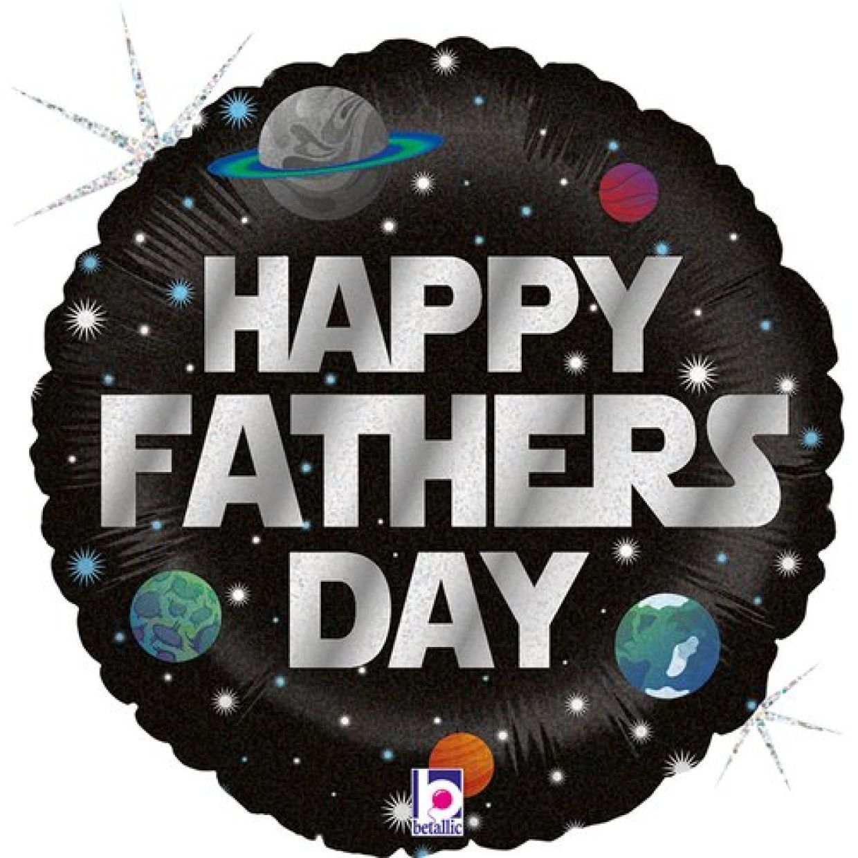 🌟 Galactic Happy Father's Day Holographic Foil Balloon (18" / 45cm) - Helium Inflated 🌟