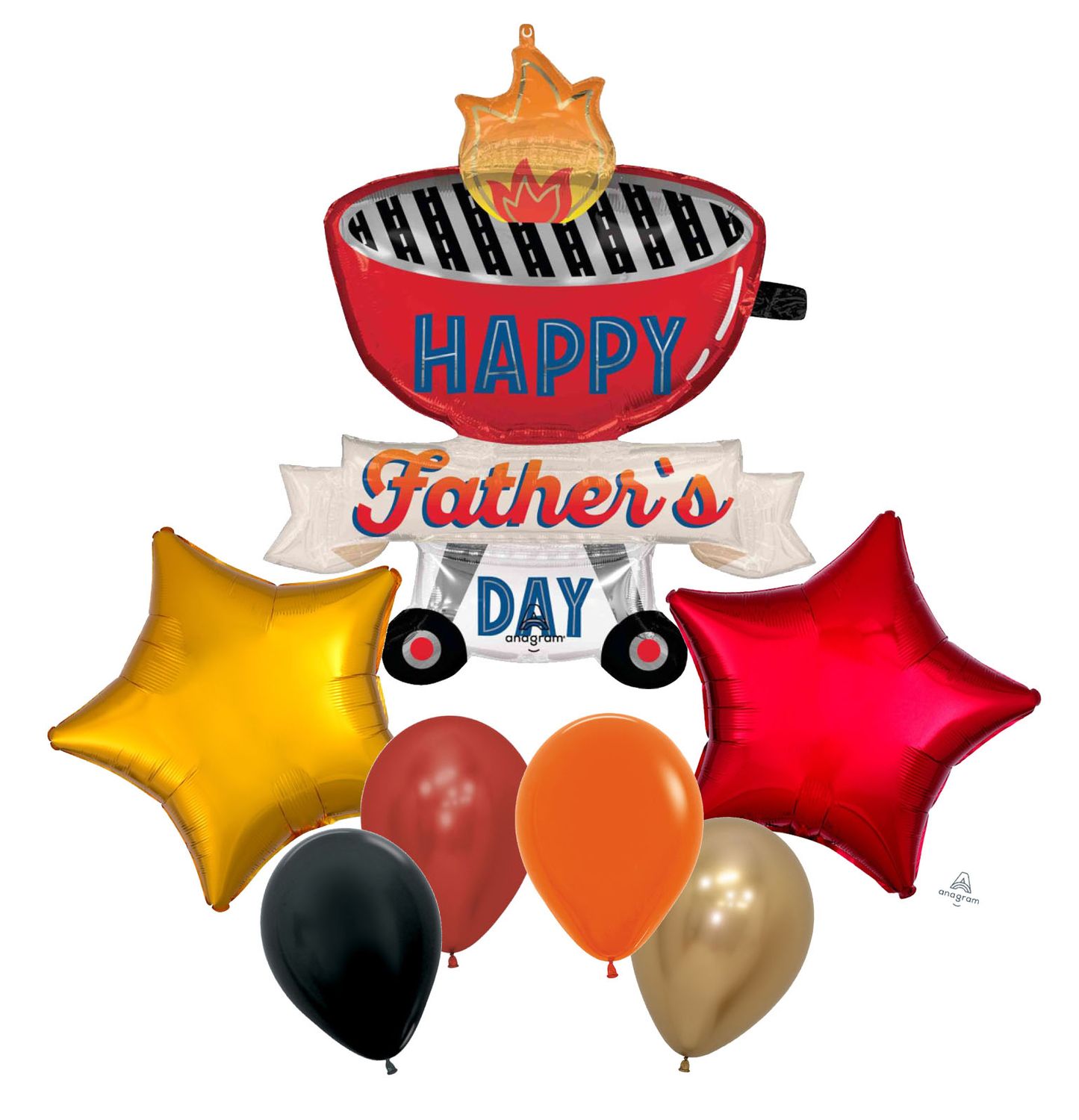 🌟 "BBQ Master Dad" Jumbo 7-Piece Father's Day Balloon Bouquet (Helium Inflated) 🌟