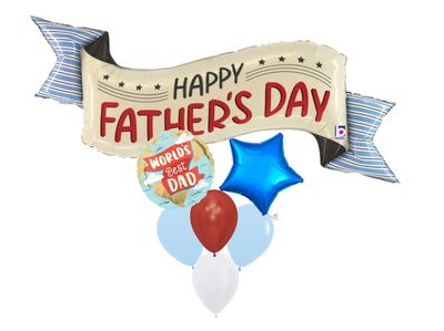 👑 THE SHOWSTOPPER: Jumbo 51" Vintage Banner Father's Day Balloon Bouquet (Helium Inflated) 👑
