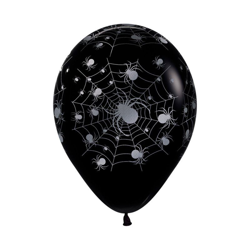 🎃 Halloween Metallic Silver Spiderweb Balloon Bunch (Helium Inflated) ✨