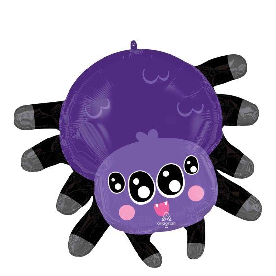🎃 Giant Cute Purple Spider Foil Balloon (Helium Inflated) ✨