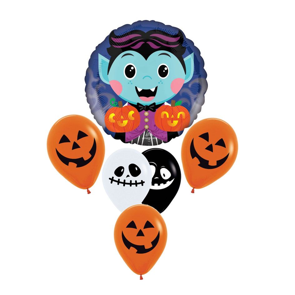 🎃 Cute Vampire Halloween Balloon Bouquet (Helium Inflated) ✨