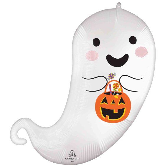🎃 Giant Trick or Treat Ghost Foil Balloon (Helium Inflated) ✨