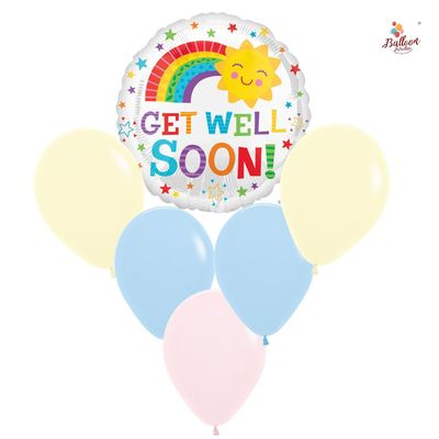 ☀️ Sunshine &amp; Rainbows Get Well Soon Balloon Bouquet (Helium Inflated) ✨