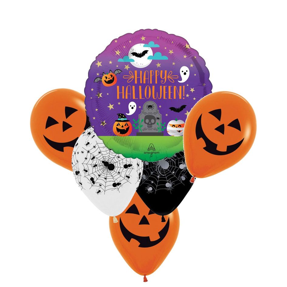 🎃 Fun &amp; Spooky Halloween Balloon Bouquet (Helium Inflated) ✨