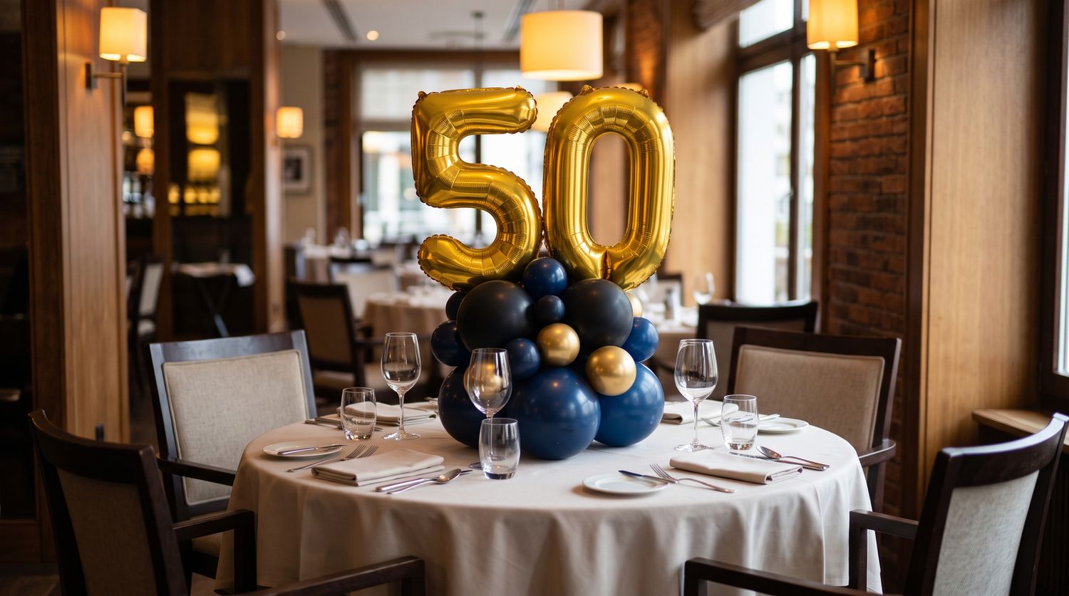 ✨ 50th Milestone Jubilee Balloon Centerpiece (Air-Filled) ✨