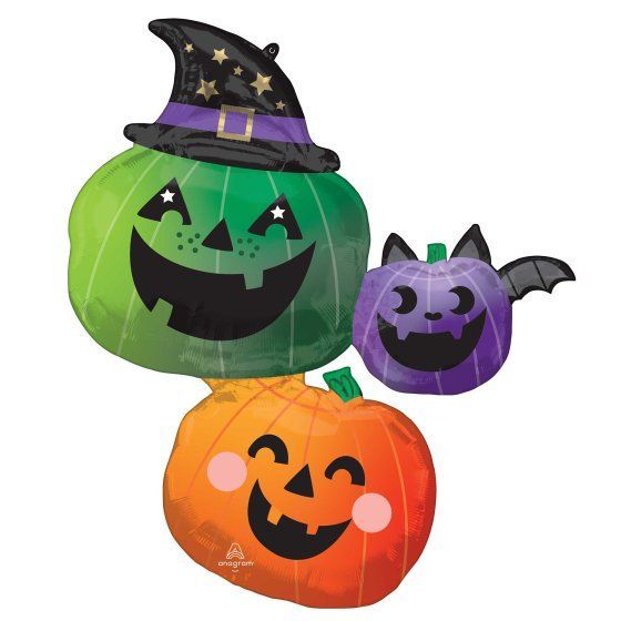 🎃 32" Fun &amp; Spooky Pumpkin Stacker Foil Balloon (Helium Inflated) 🦇