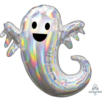 👻 28" Iridescent Ghost Foil Balloon (Helium Inflated) ✨
