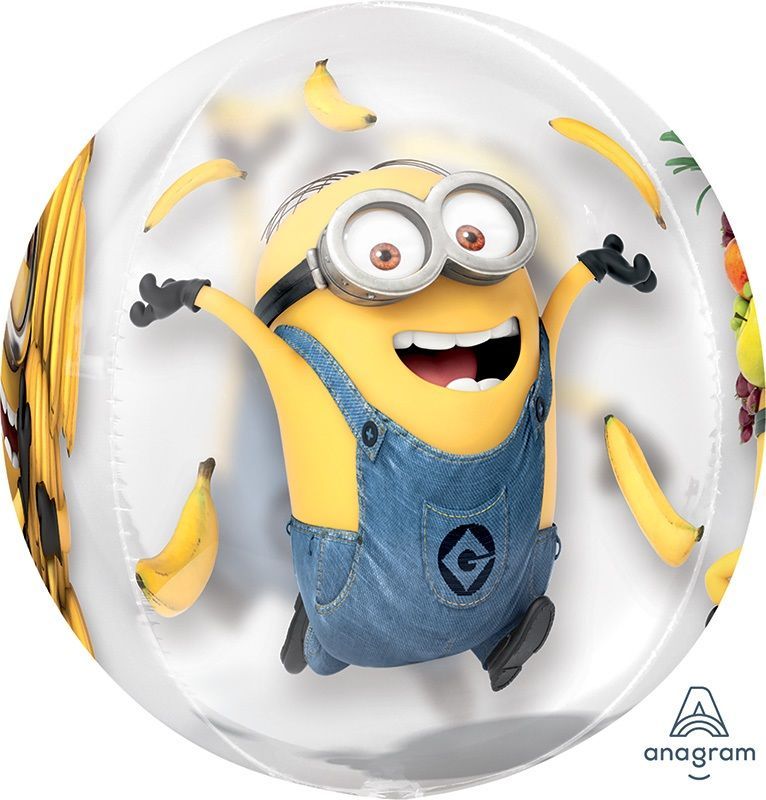 🍌 Minion 3D Clear Orbz Balloon (Helium Inflated) ✨