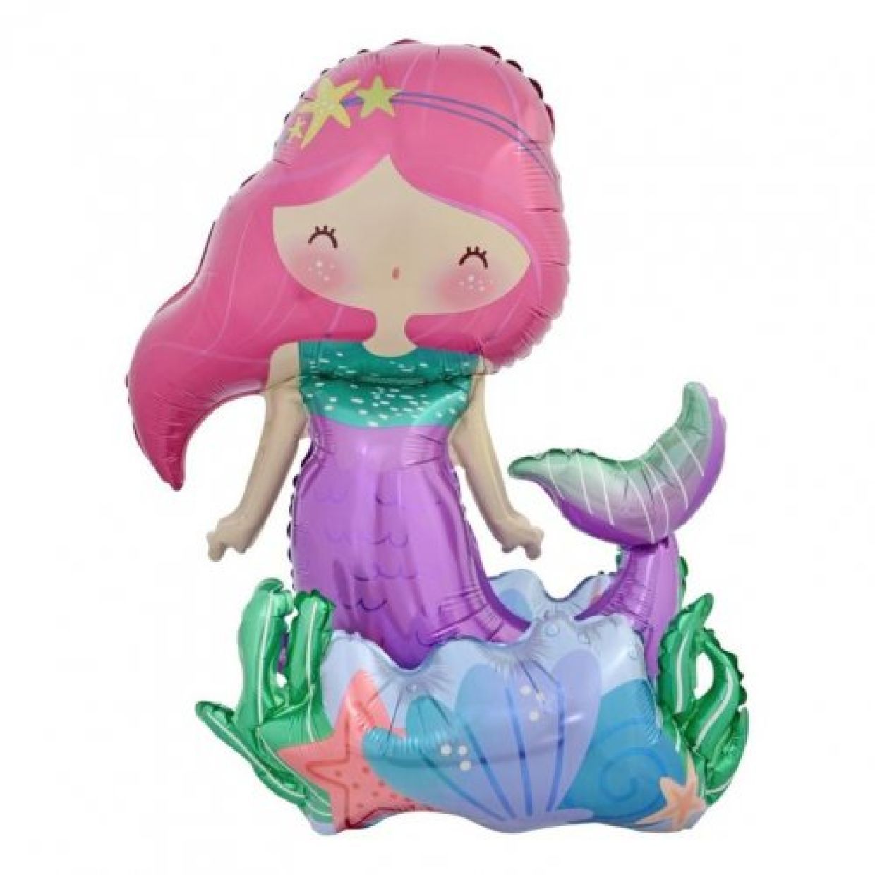 🧜‍♀️ 3D Standing Mermaid Balloon Centerpiece (Fully Assembled)