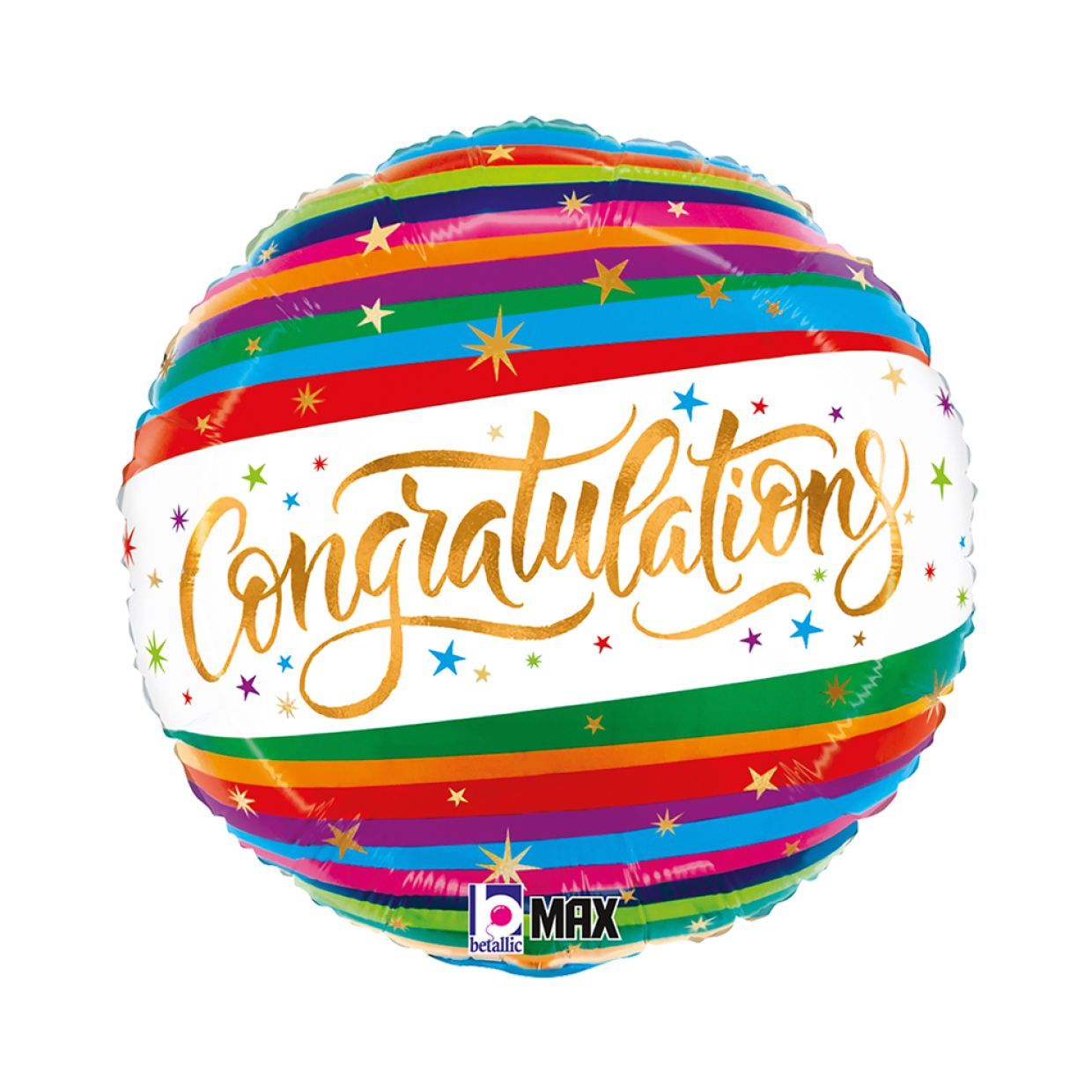 🎉 18" Congratulations Fun Stripe Foil Balloon (Helium Inflated)