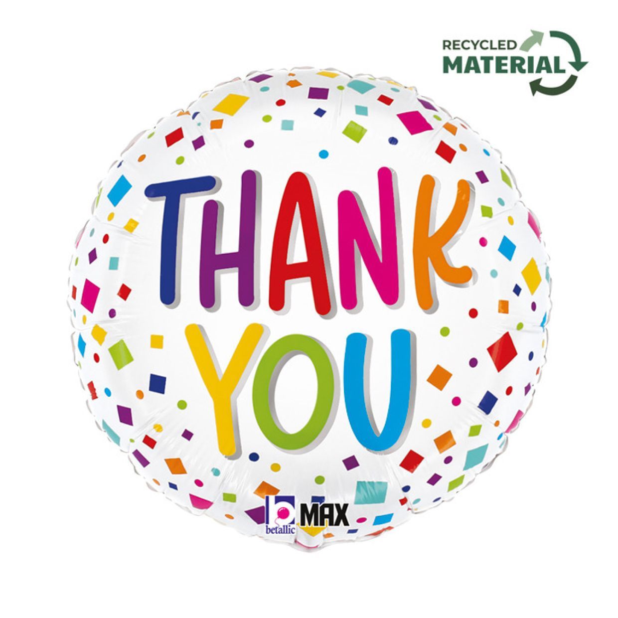 💖 18" Thank You Colourful Confetti Foil Balloon (Helium Inflated)