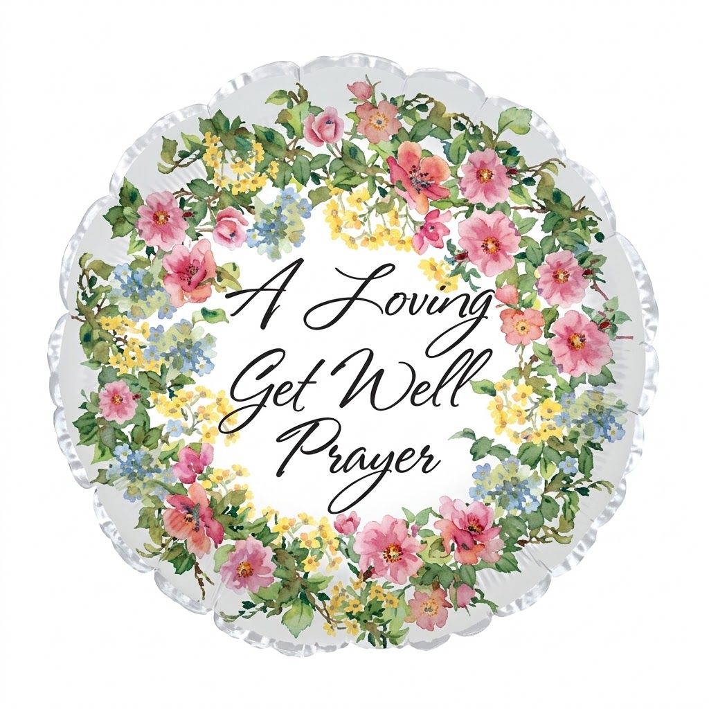 🌸 18" A Loving Get Well Prayer Floral Foil Balloon (Helium Inflated)