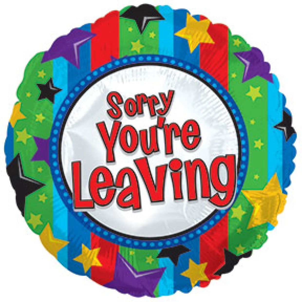🎉 18" Sorry You're Leaving Colorful Stars &amp; Stripes Foil Balloon (Helium Inflated)