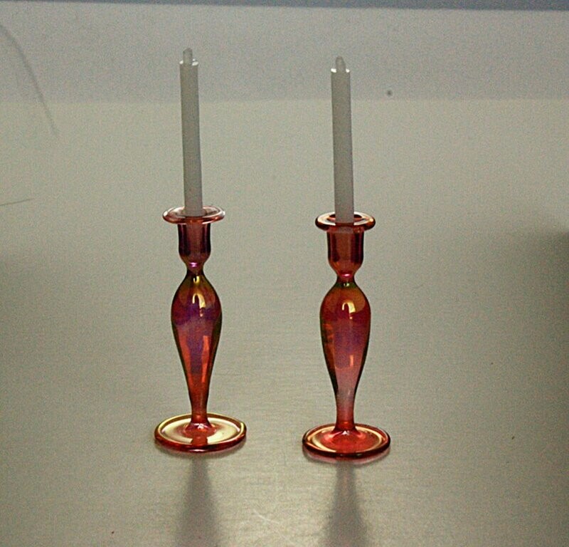 Candlesticks (Pair) Cranberry ( Style 1)