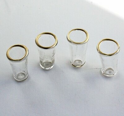 Glass Goblets with Gold Rims,