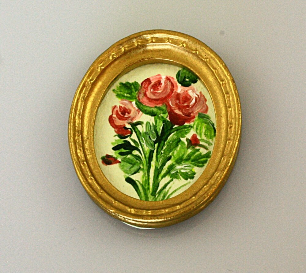 Roses in Oval Frame